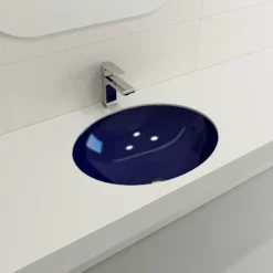 BOCCHI Parma 22" Oval Undermount Fireclay Bathroom Sink, Sapphire Blue, 1384-010-0125
