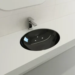 BOCCHI Parma 22" Oval Undermount Fireclay Bathroom Sink, Black, 1384-005-0125