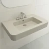 BOCCHI Parma 34" Rectangle Wallmount Fireclay Bathroom Sink, Biscuit, 3 Faucet Hole, 1124-014-0127