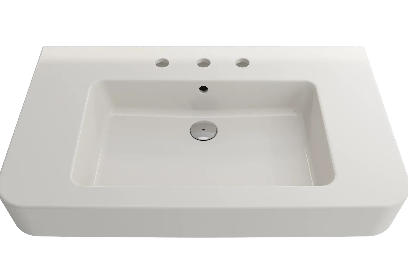 BOCCHI Parma 34" Rectangle Wallmount Fireclay Bathroom Sink, Biscuit, 3 Faucet Hole, 1124-014-0127