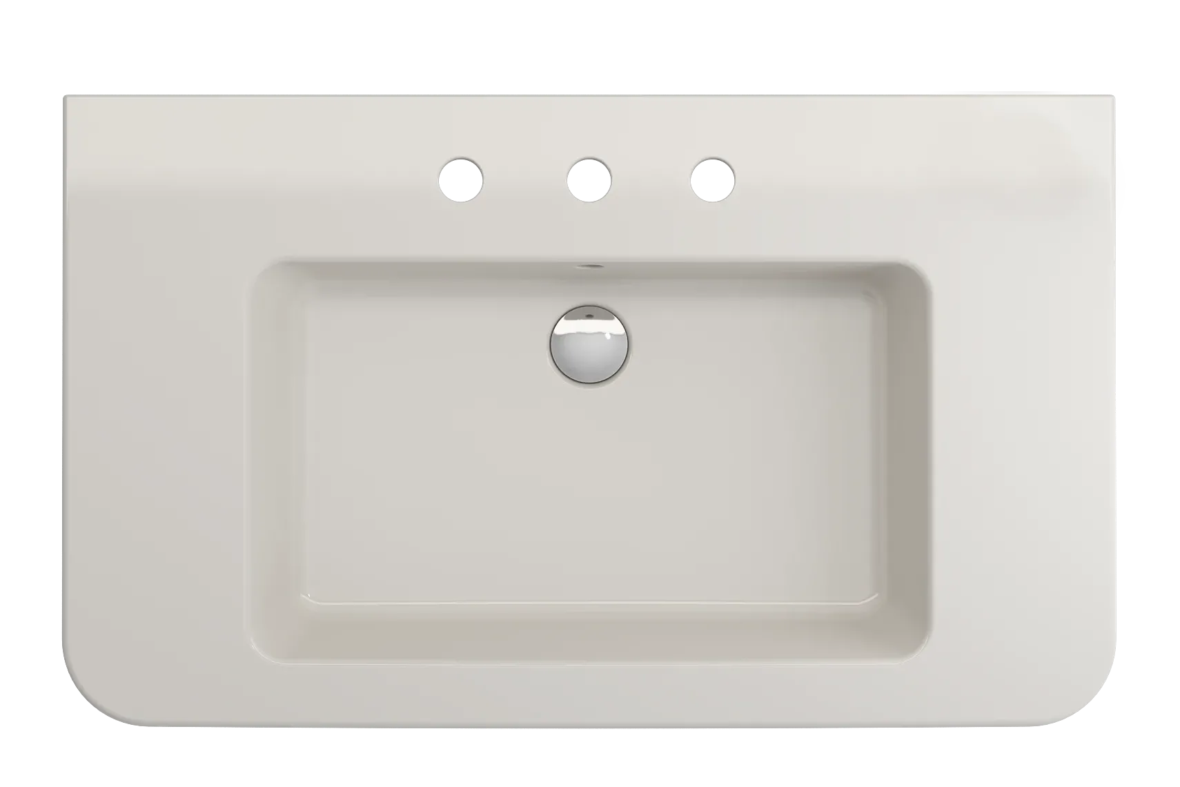BOCCHI Parma 34" Rectangle Wallmount Fireclay Bathroom Sink, Biscuit, 3 Faucet Hole, 1124-014-0127