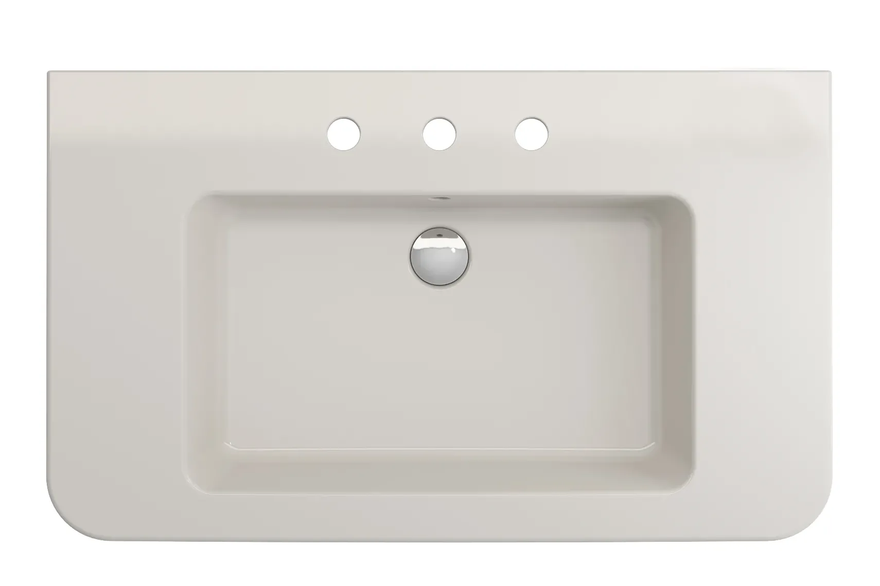 BOCCHI Parma 34" Rectangle Wallmount Fireclay Bathroom Sink, Biscuit, 3 Faucet Hole, 1124-014-0127