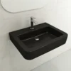 BOCCHI Parma 26" Rectangle Wallmount Fireclay Bathroom Sink, Matte Black, Single Faucet Hole, 1123-004-0126