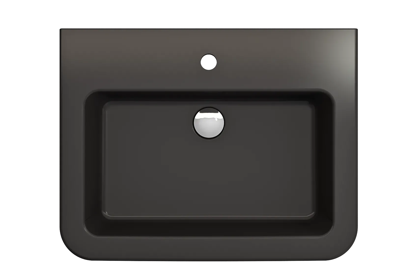 BOCCHI Parma 26" Rectangle Wallmount Fireclay Bathroom Sink, Matte Black, Single Faucet Hole, 1123-004-0126