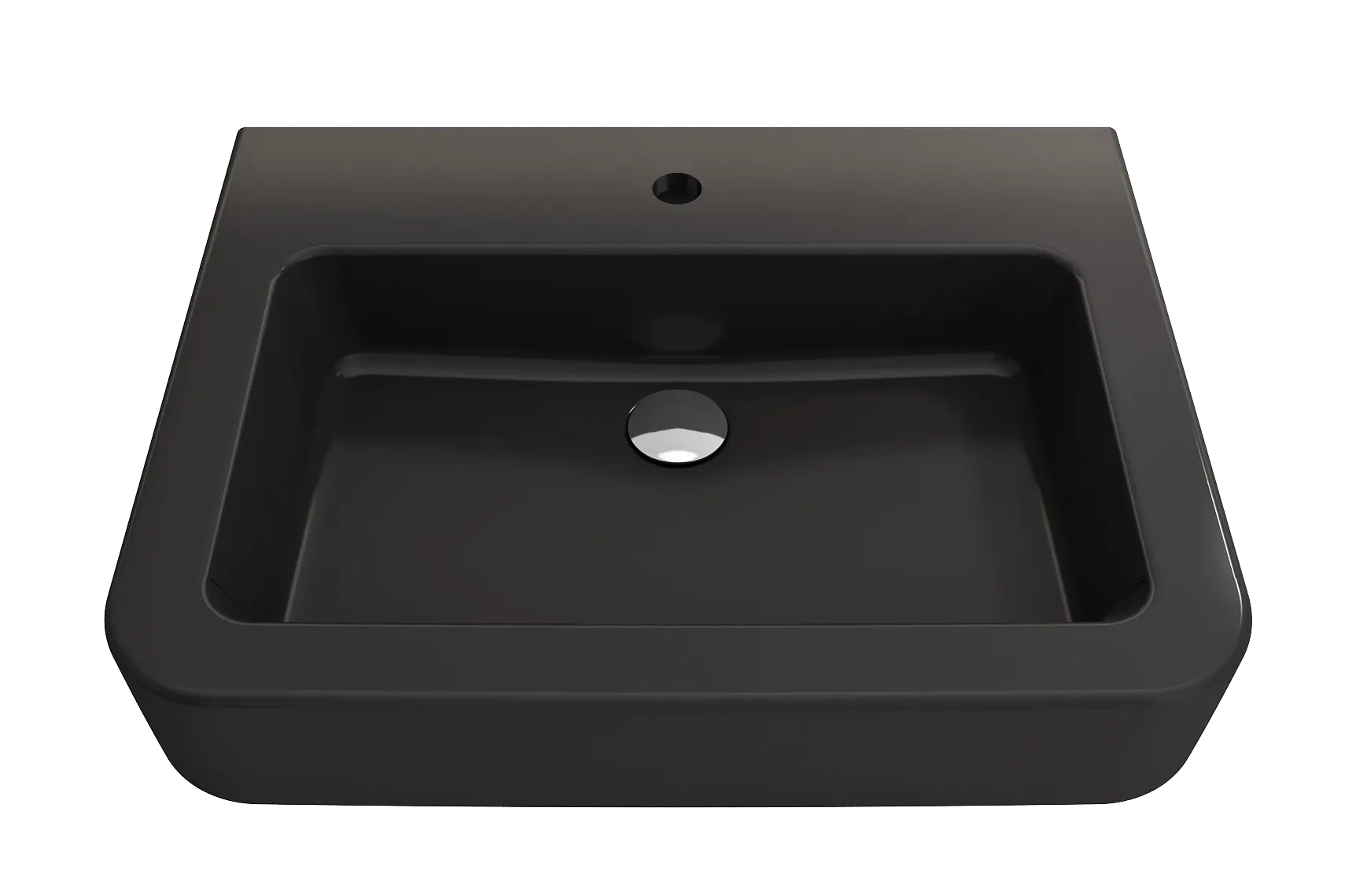 BOCCHI Parma 26" Rectangle Wallmount Fireclay Bathroom Sink, Matte Black, Single Faucet Hole, 1123-004-0126