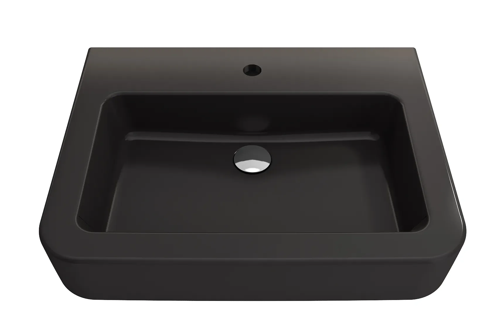 BOCCHI Parma 26" Rectangle Wallmount Fireclay Bathroom Sink, Matte Black, Single Faucet Hole, 1123-004-0126