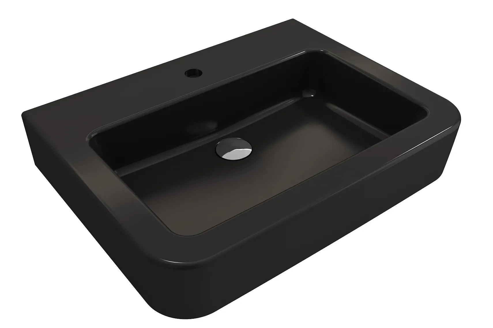 BOCCHI Parma 26" Rectangle Wallmount Fireclay Bathroom Sink, Matte Black, Single Faucet Hole, 1123-004-0126