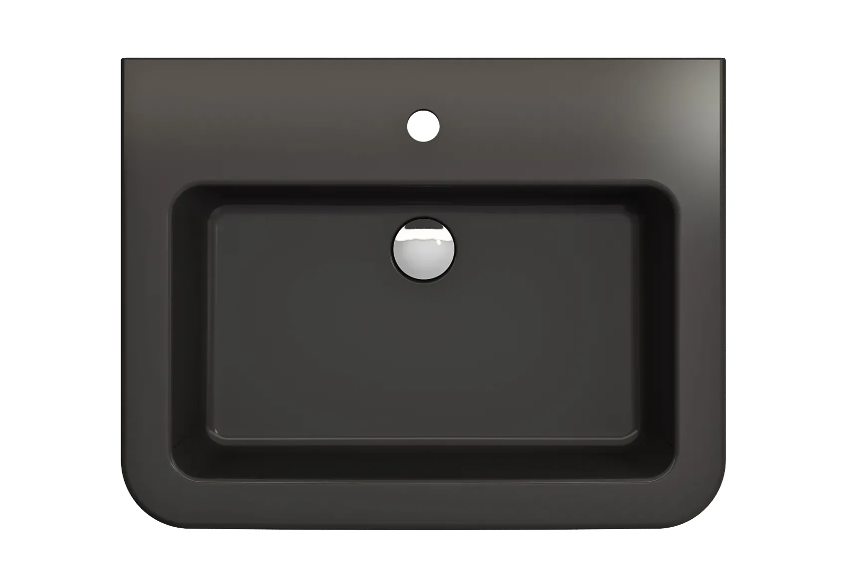 BOCCHI Parma 26" Rectangle Wallmount Fireclay Bathroom Sink, Matte Black, Single Faucet Hole, 1123-004-0126