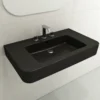 BOCCHI Parma 34" Rectangle Wallmount Fireclay Bathroom Sink, Matte Black, 3 Faucet Hole, 1124-004-0127