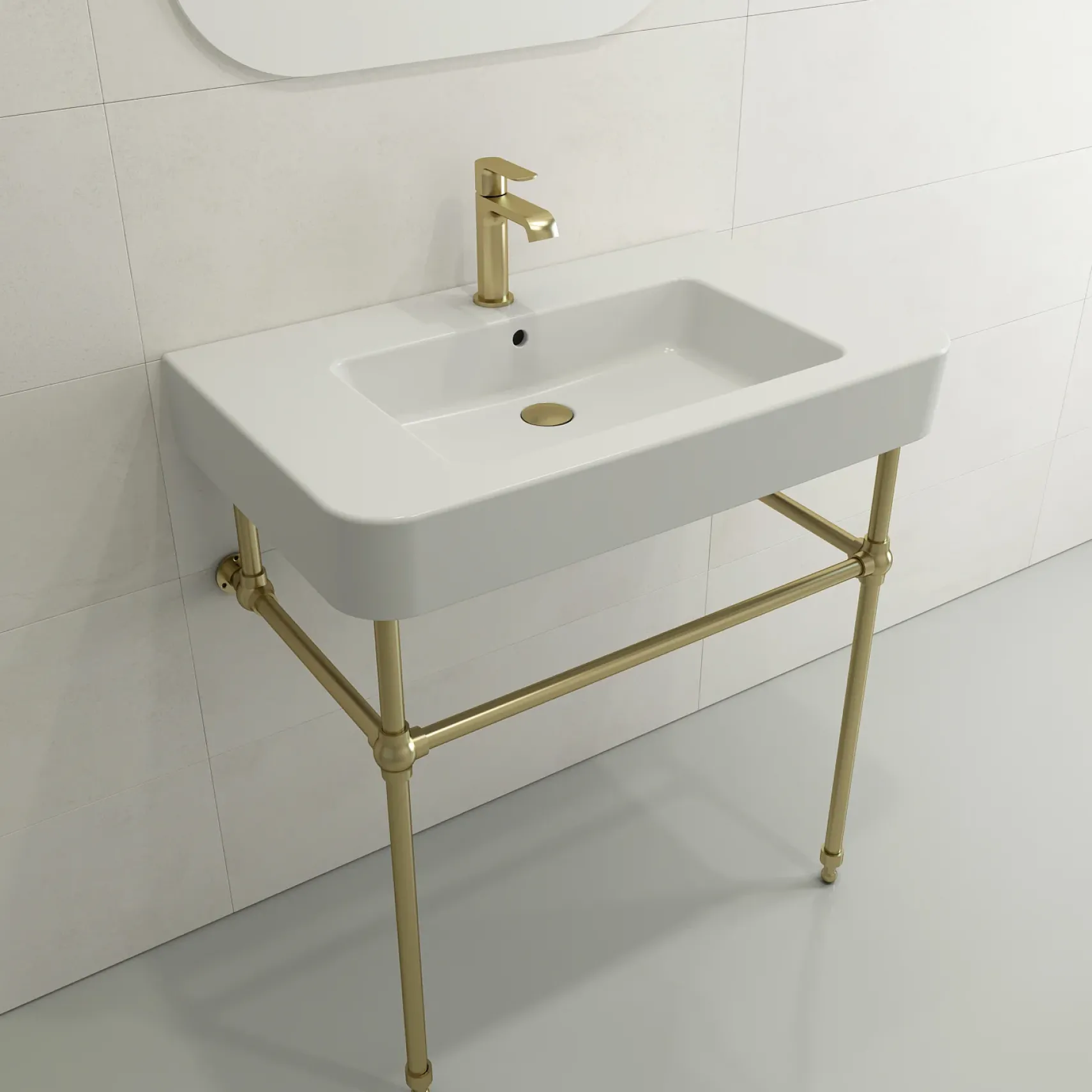 BOCCHI Parma 34" Rectangle Wallmount Fireclay Bathroom Sink, Matte White, Single Faucet Hole, 1124-002-0126