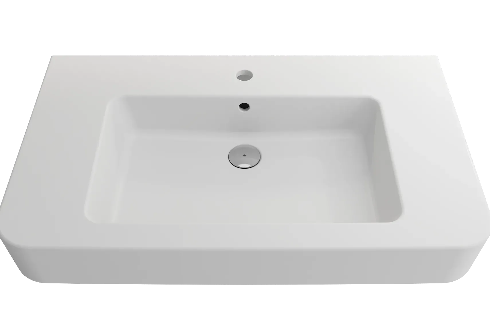BOCCHI Parma 34" Rectangle Wallmount Fireclay Bathroom Sink, Matte White, Single Faucet Hole, 1124-002-0126