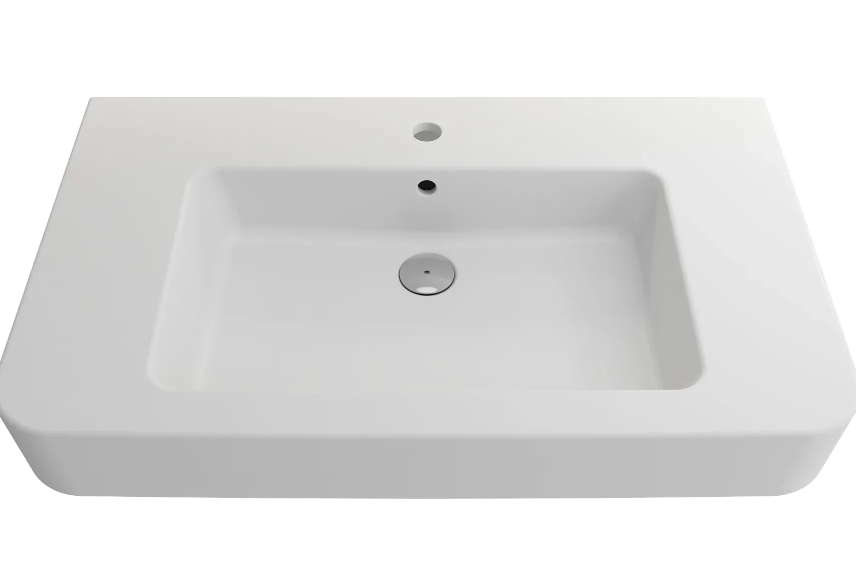 BOCCHI Parma 34" Rectangle Wallmount Fireclay Bathroom Sink, Matte White, Single Faucet Hole, 1124-002-0126