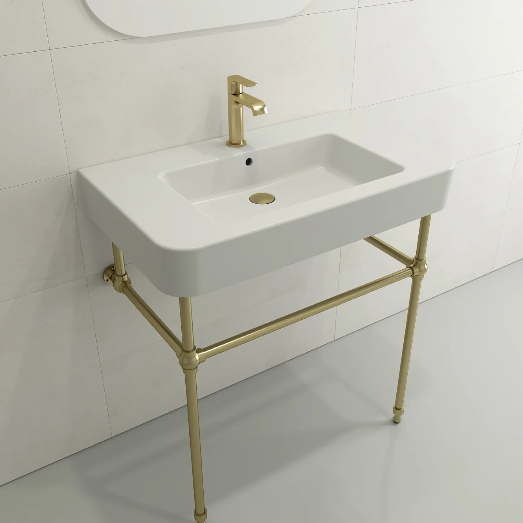 BOCCHI Parma 34" Rectangle Wallmount Fireclay Bathroom Sink, Matte White, Single Faucet Hole, 1124-002-0126