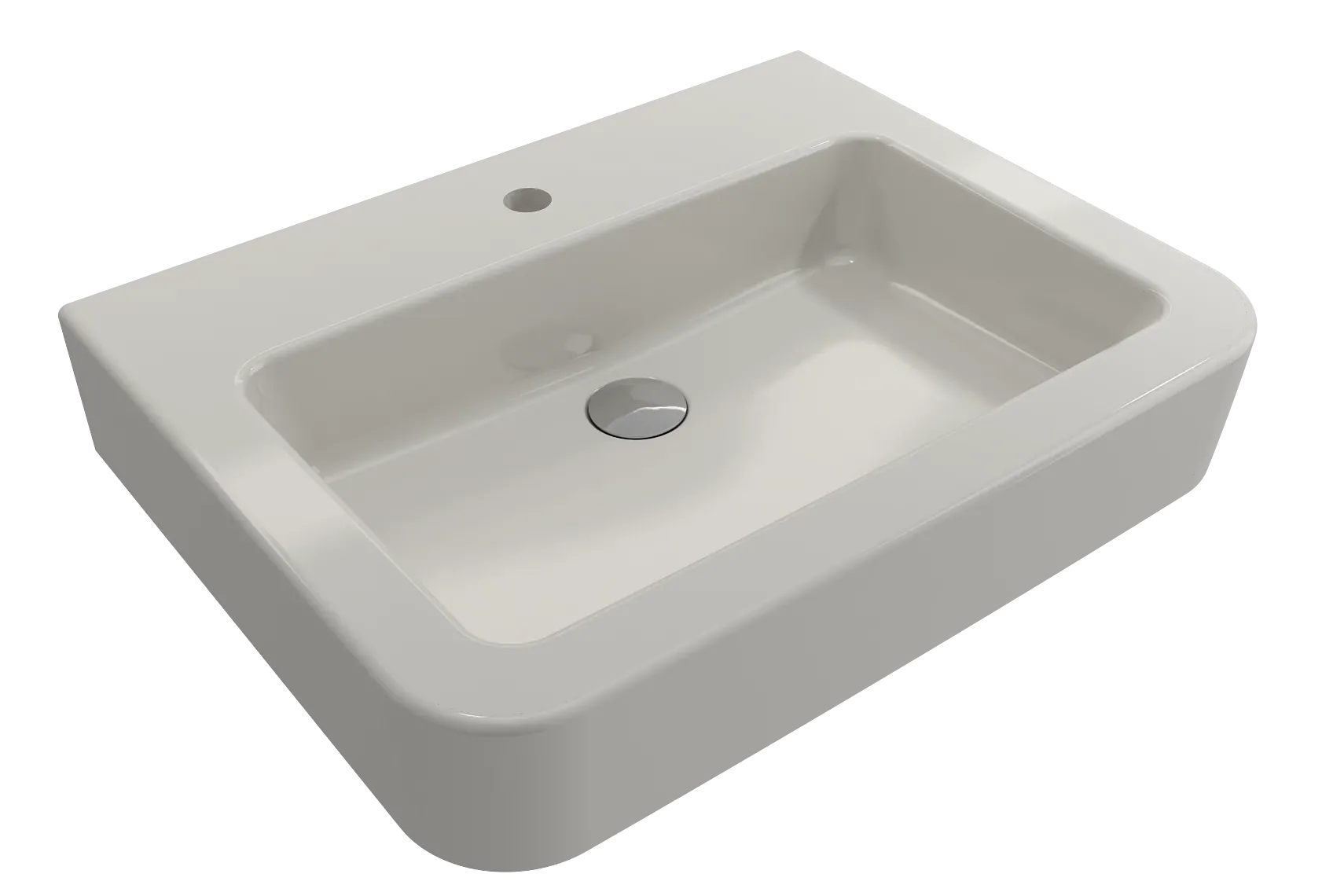 BOCCHI Parma 26" Rectangle Wallmount Fireclay Bathroom Sink, Biscuit, Single Faucet Hole, 1123-014-0126
