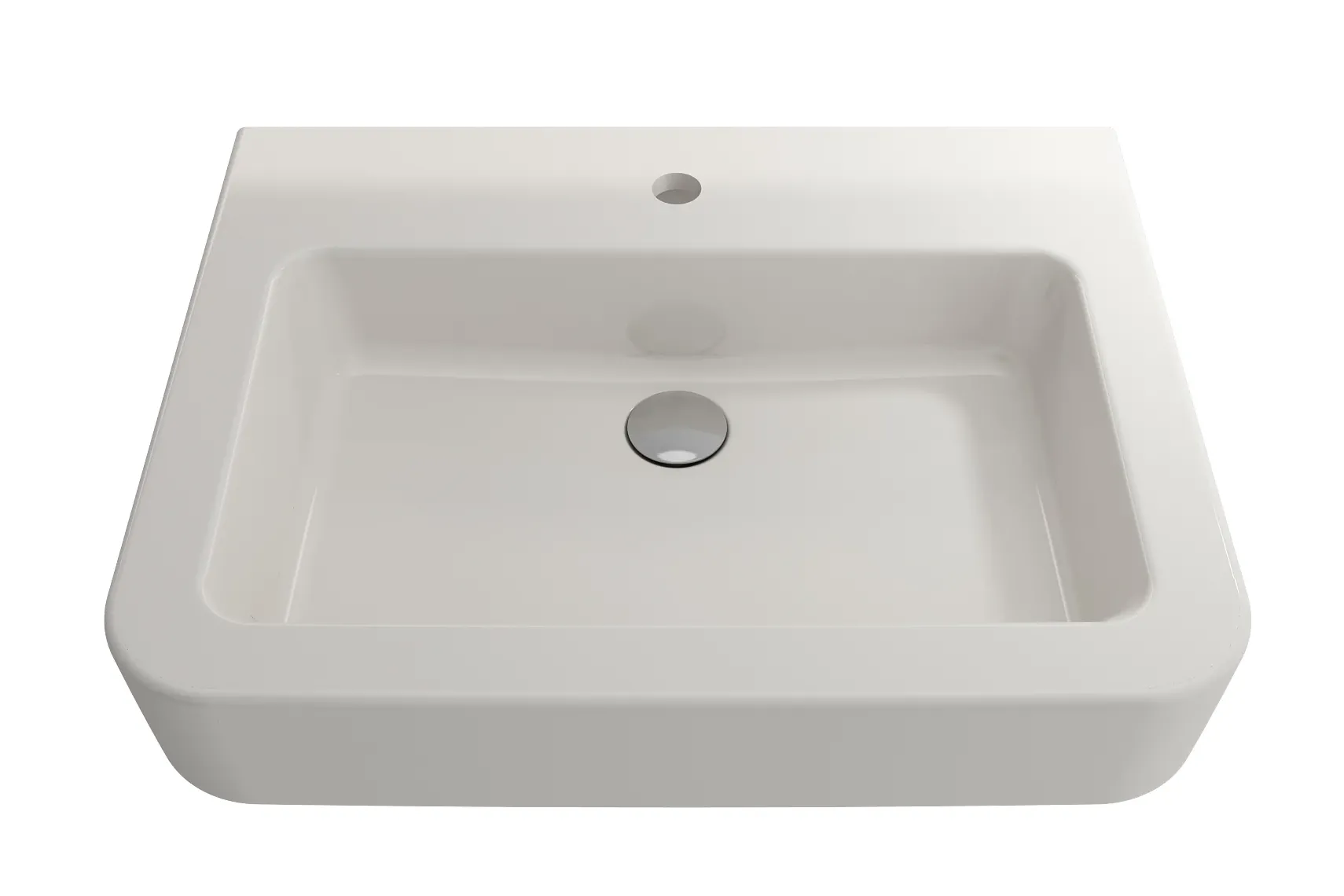 BOCCHI Parma 26" Rectangle Wallmount Fireclay Bathroom Sink, Biscuit, Single Faucet Hole, 1123-014-0126