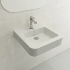 BOCCHI Parma 20" Rectangle Wallmount Fireclay Bathroom Sink, Matte White, Single Faucet Hole, 1122-002-0126