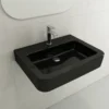 BOCCHI Parma 26" Rectangle Wallmount Fireclay Bathroom Sink, Black, Single Faucet Hole, 1123-005-0126