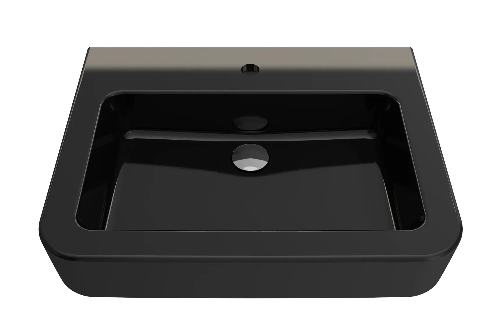 BOCCHI Parma 26" Rectangle Wallmount Fireclay Bathroom Sink, Black, Single Faucet Hole, 1123-005-0126