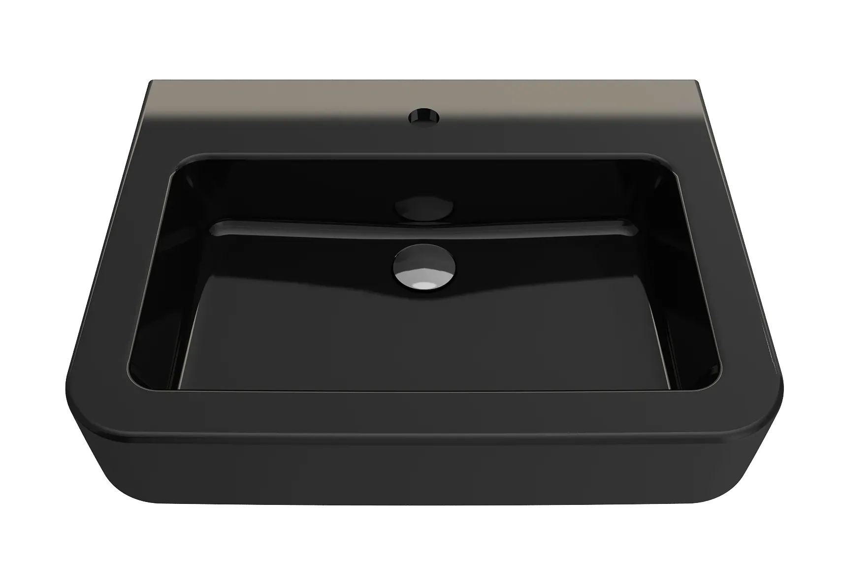 BOCCHI Parma 26" Rectangle Wallmount Fireclay Bathroom Sink, Black, Single Faucet Hole, 1123-005-0126