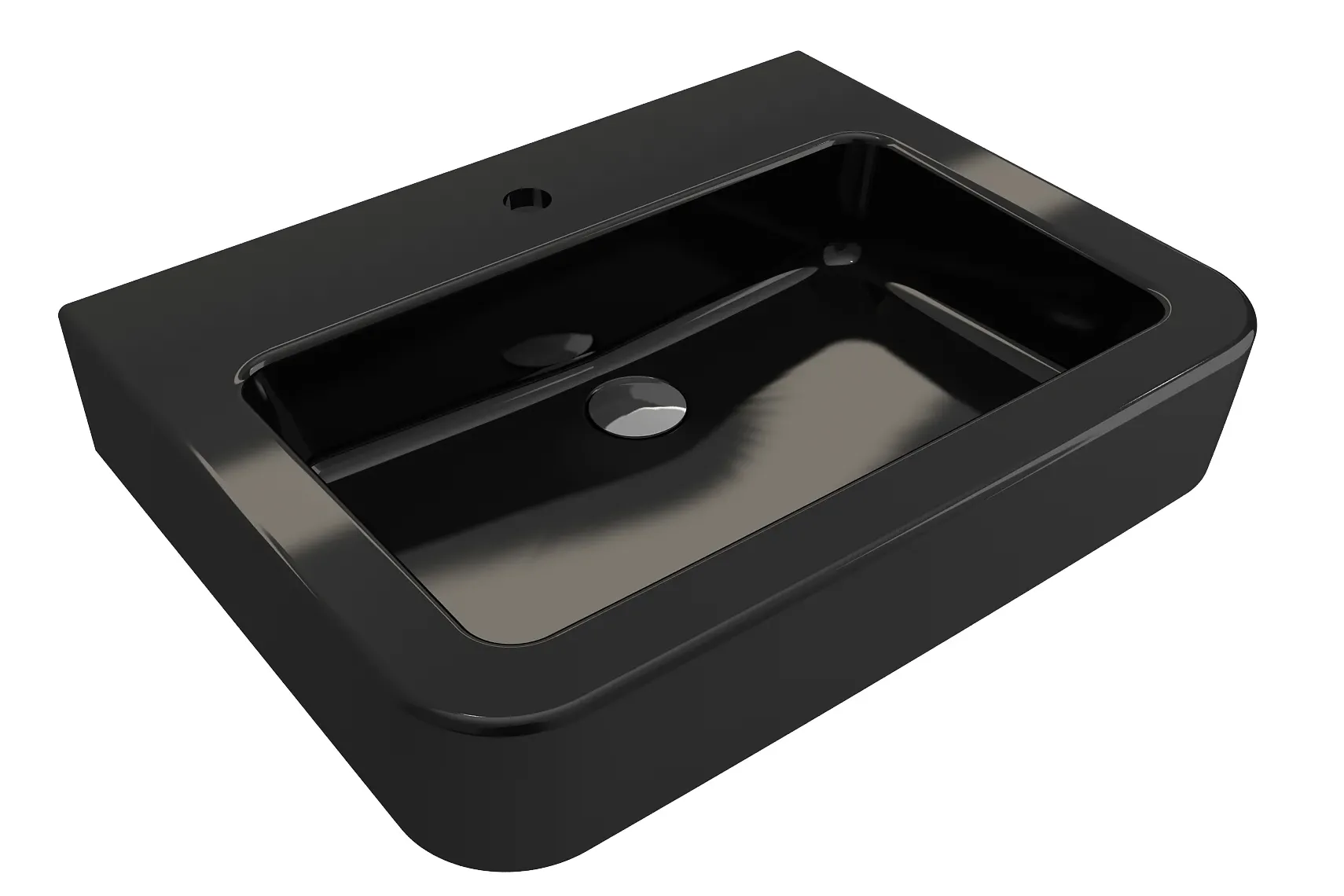 BOCCHI Parma 26" Rectangle Wallmount Fireclay Bathroom Sink, Black, Single Faucet Hole, 1123-005-0126