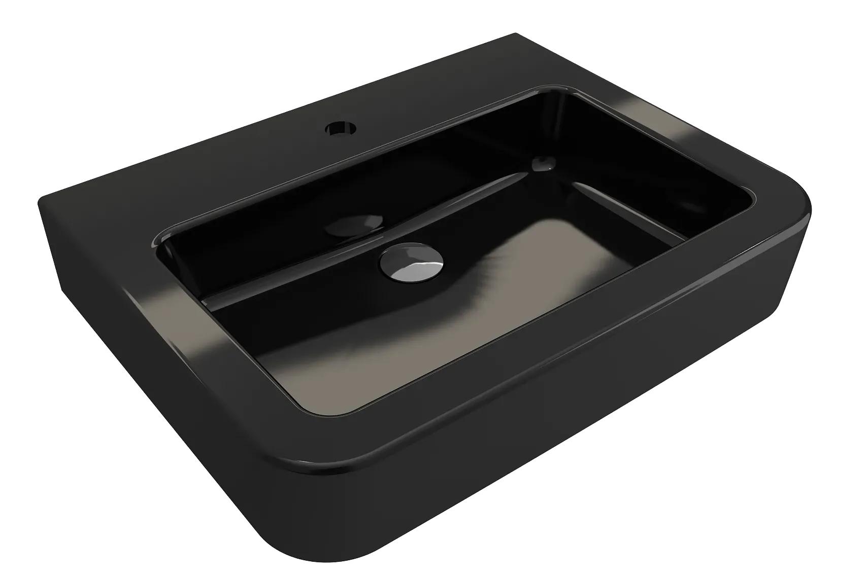 BOCCHI Parma 26" Rectangle Wallmount Fireclay Bathroom Sink, Black, Single Faucet Hole, 1123-005-0126