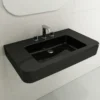 BOCCHI Parma 34" Rectangle Wallmount Fireclay Bathroom Sink, Black, 3 Faucet Hole, 1124-005-0127