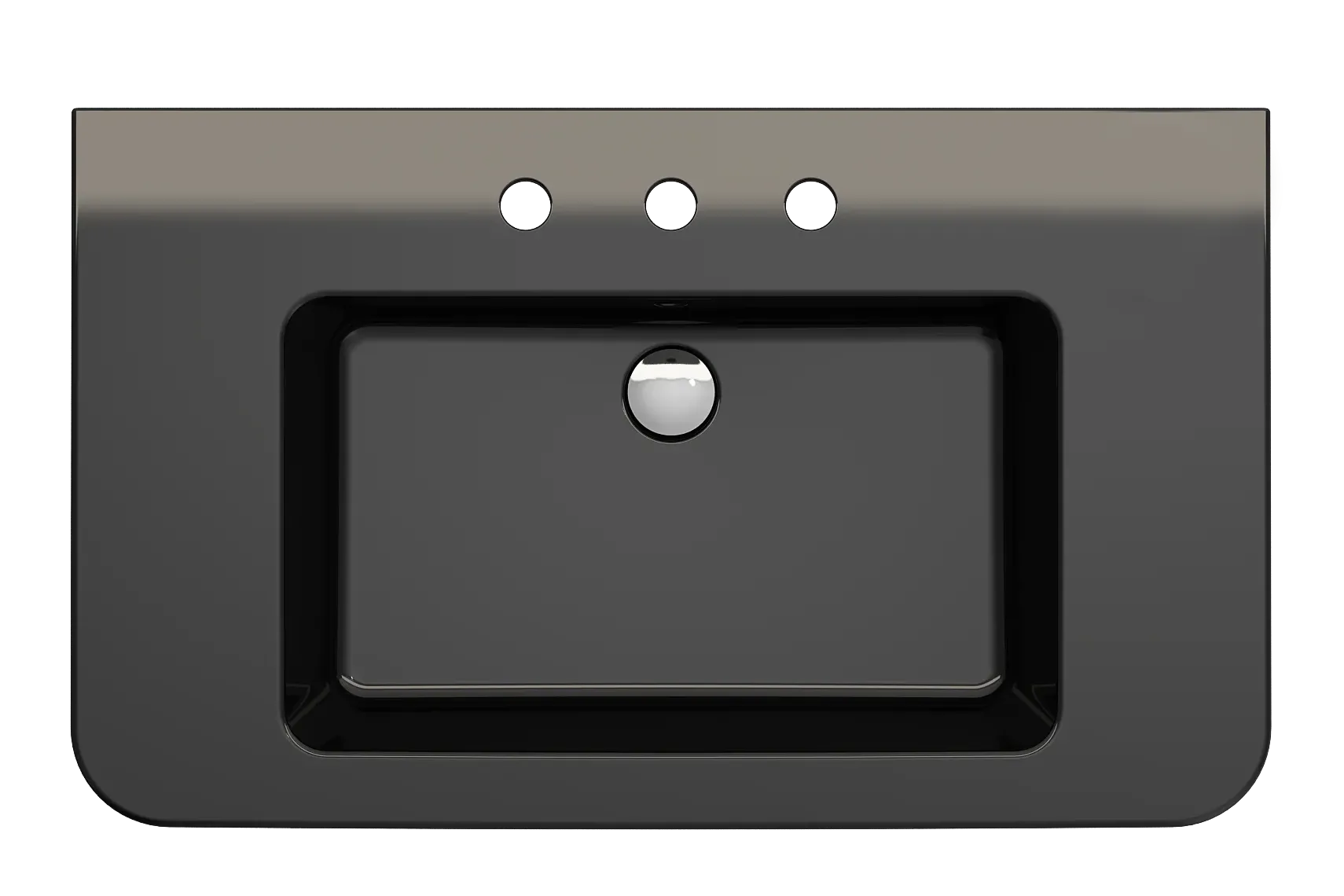 BOCCHI Parma 34" Rectangle Wallmount Fireclay Bathroom Sink, Black, 3 Faucet Hole, 1124-005-0127