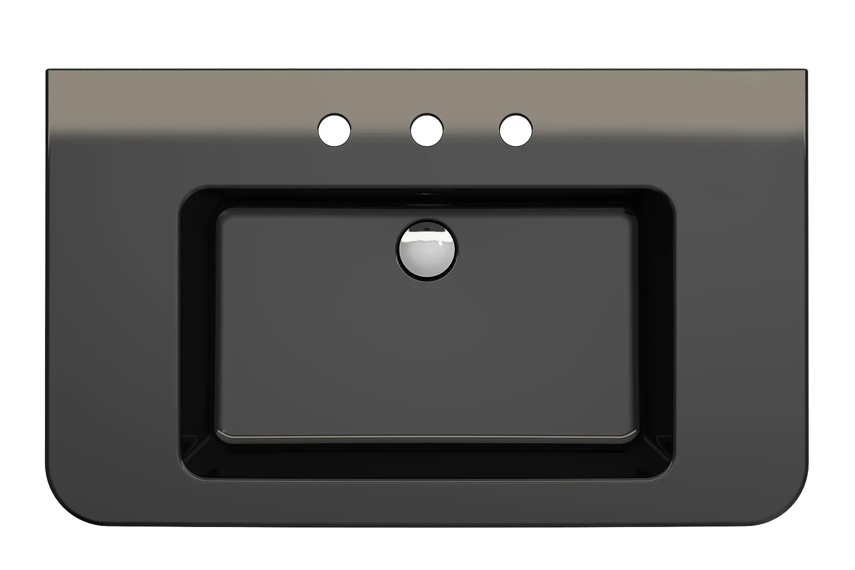 BOCCHI Parma 34" Rectangle Wallmount Fireclay Bathroom Sink, Black, 3 Faucet Hole, 1124-005-0127