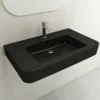 BOCCHI Parma 34" Rectangle Wallmount Fireclay Bathroom Sink, Matte Black, Single Faucet Hole, 1124-004-0126