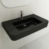 BOCCHI Parma 34" Rectangle Wallmount Fireclay Bathroom Sink, Black, Single Faucet Hole, 1124-005-0126