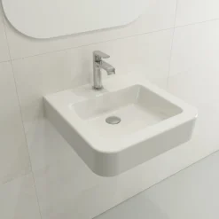 BOCCHI Parma 20" Rectangle Wallmount Fireclay Bathroom Sink, White, Single Faucet Hole, 1122-001-0126