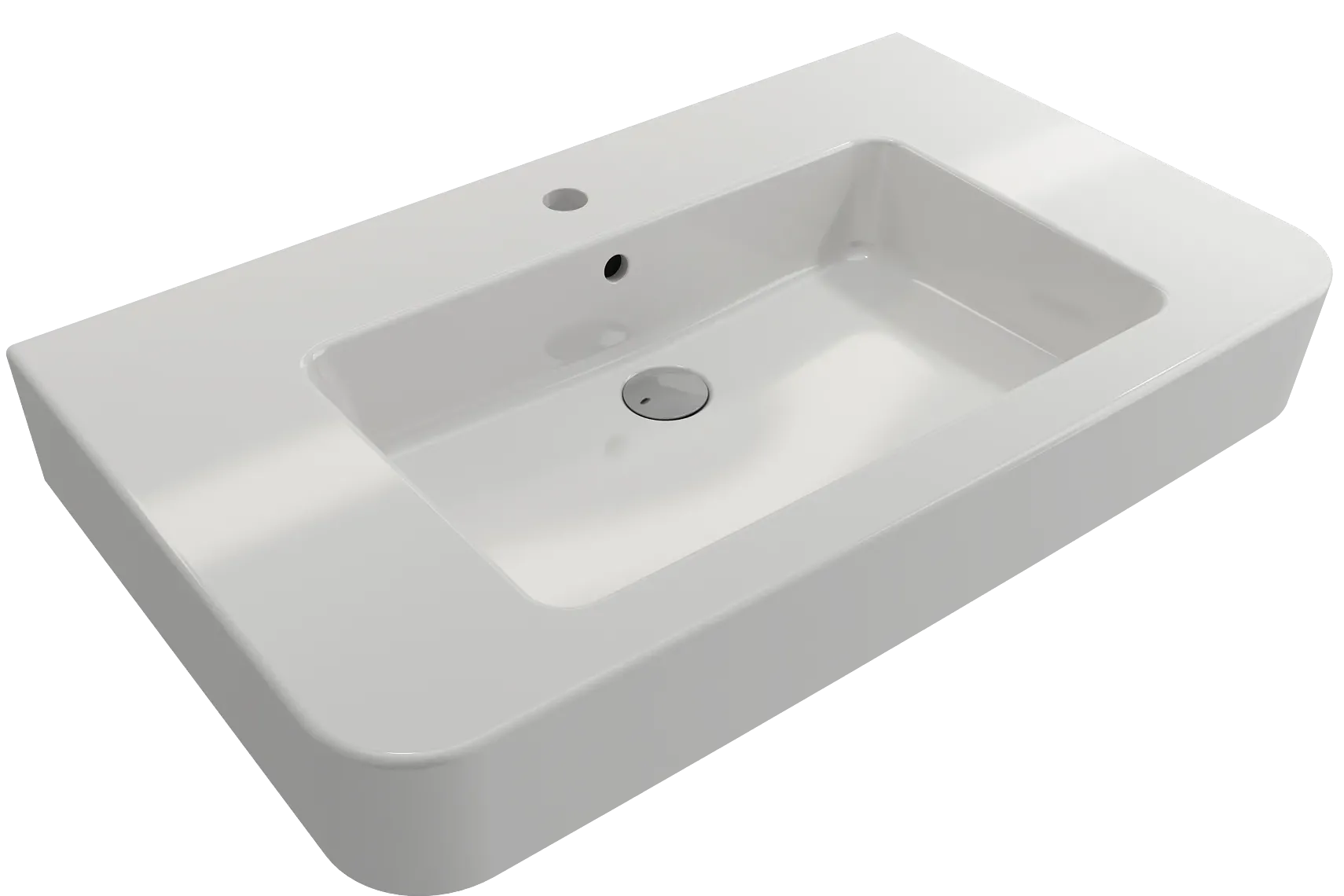 BOCCHI Parma 34" Rectangle Wallmount Fireclay Bathroom Sink, White, Single Faucet Hole, 1124-001-0126