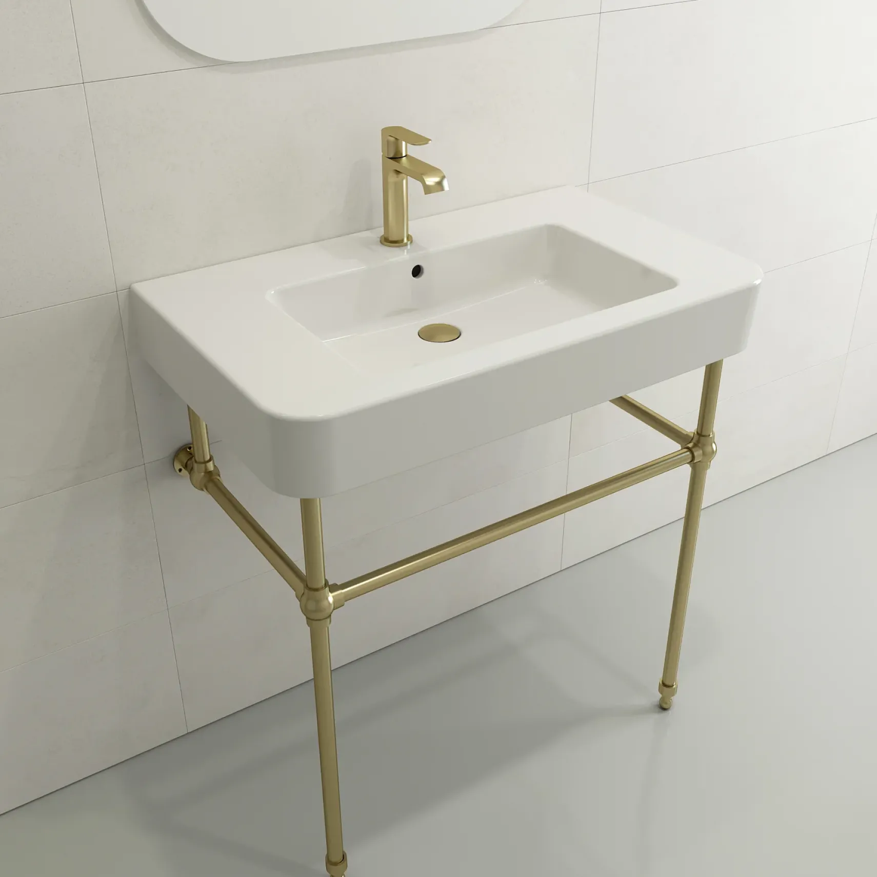 BOCCHI Parma 34" Rectangle Wallmount Fireclay Bathroom Sink, White, Single Faucet Hole, 1124-001-0126