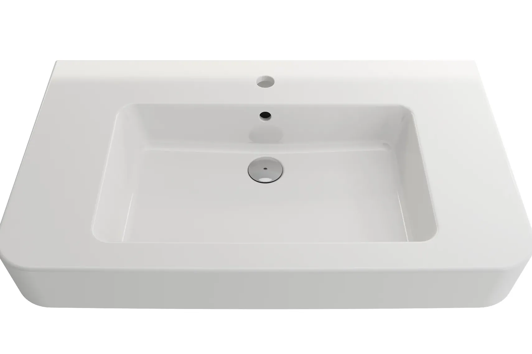 BOCCHI Parma 34" Rectangle Wallmount Fireclay Bathroom Sink, White, Single Faucet Hole, 1124-001-0126
