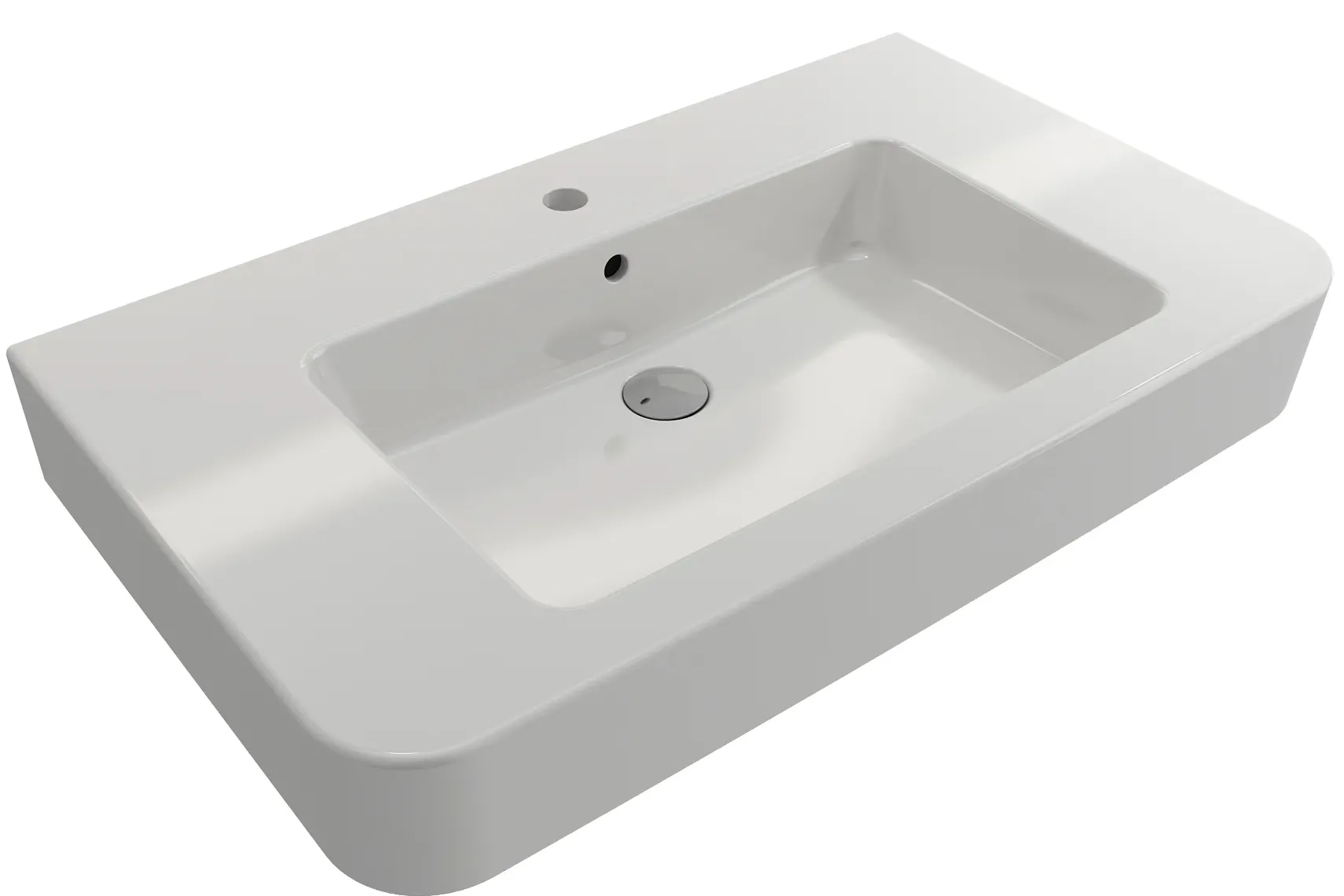 BOCCHI Parma 34" Rectangle Wallmount Fireclay Bathroom Sink, White, Single Faucet Hole, 1124-001-0126