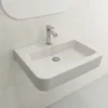 BOCCHI Parma 26" Rectangle Wallmount Fireclay Bathroom Sink, Matte White, Single Faucet Hole, 1123-002-0126