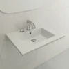BOCCHI Ravenna 25" Rectangle Wallmount Fireclay Bathroom Sink, Matte White, 3 Faucet Hole, 1161-002-0127