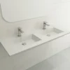 BOCCHI Ravenna 48" Rectangle Wallmount Fireclay Bathroom Sink, Double Basin, Matte White, Single Faucet Hole, 1111-002-0132