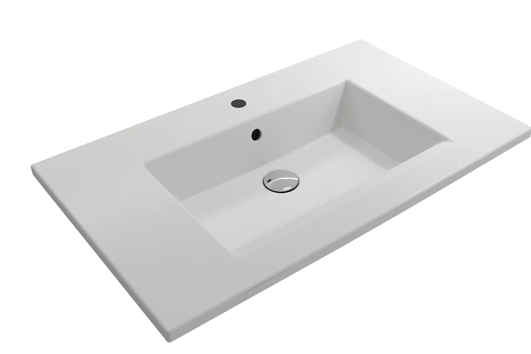 BOCCHI Ravenna 32" Rectangle Wallmount Fireclay Bathroom Sink, Matte White, Single Faucet Hole, 1113-002-0126