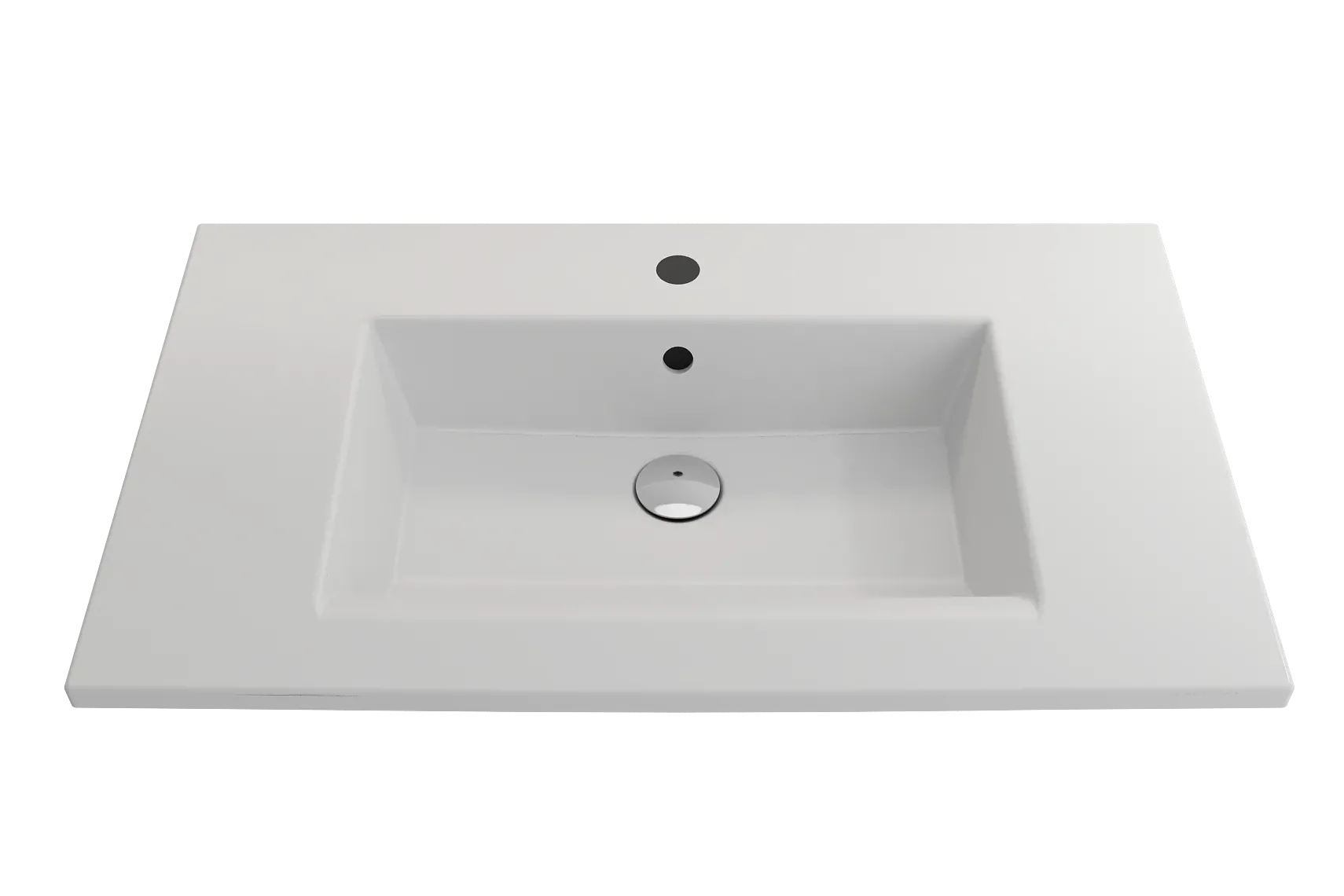 BOCCHI Ravenna 32" Rectangle Wallmount Fireclay Bathroom Sink, Matte White, Single Faucet Hole, 1113-002-0126