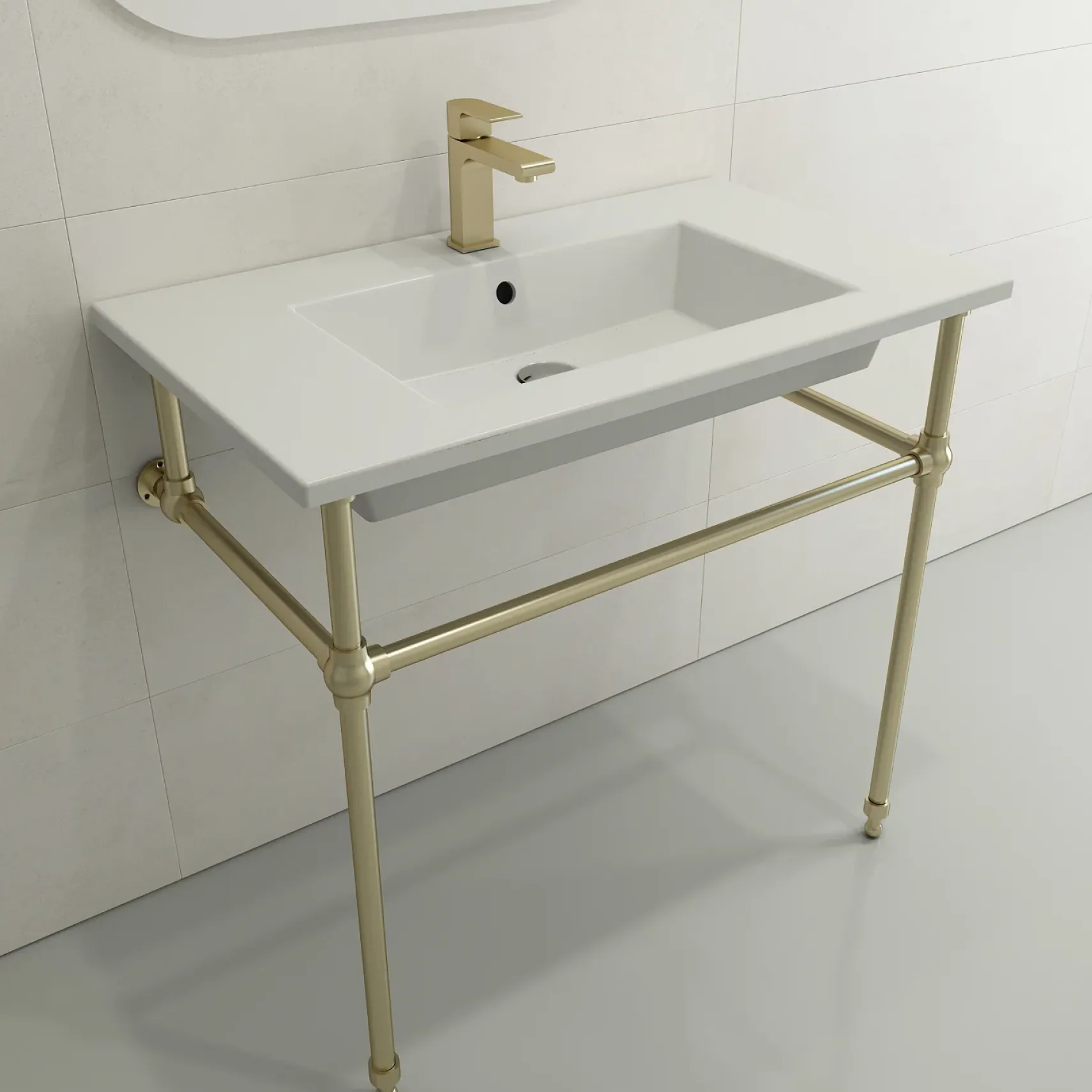 BOCCHI Ravenna 32" Rectangle Wallmount Fireclay Bathroom Sink, Matte White, Single Faucet Hole, 1113-002-0126