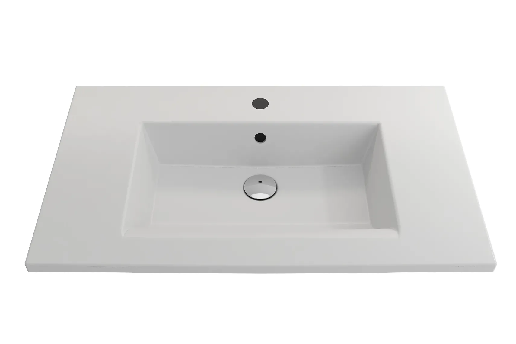 BOCCHI Ravenna 32" Rectangle Wallmount Fireclay Bathroom Sink, Matte White, Single Faucet Hole, 1113-002-0126