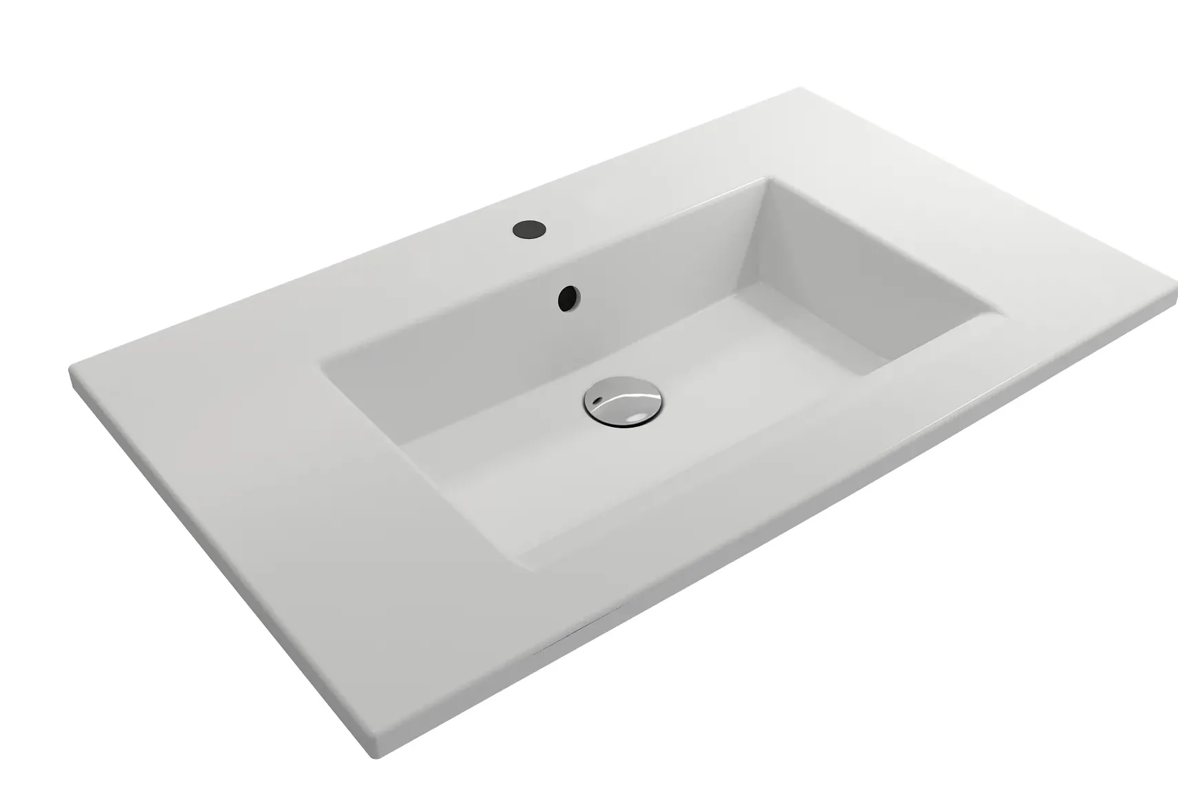 BOCCHI Ravenna 32" Rectangle Wallmount Fireclay Bathroom Sink, Matte White, Single Faucet Hole, 1113-002-0126