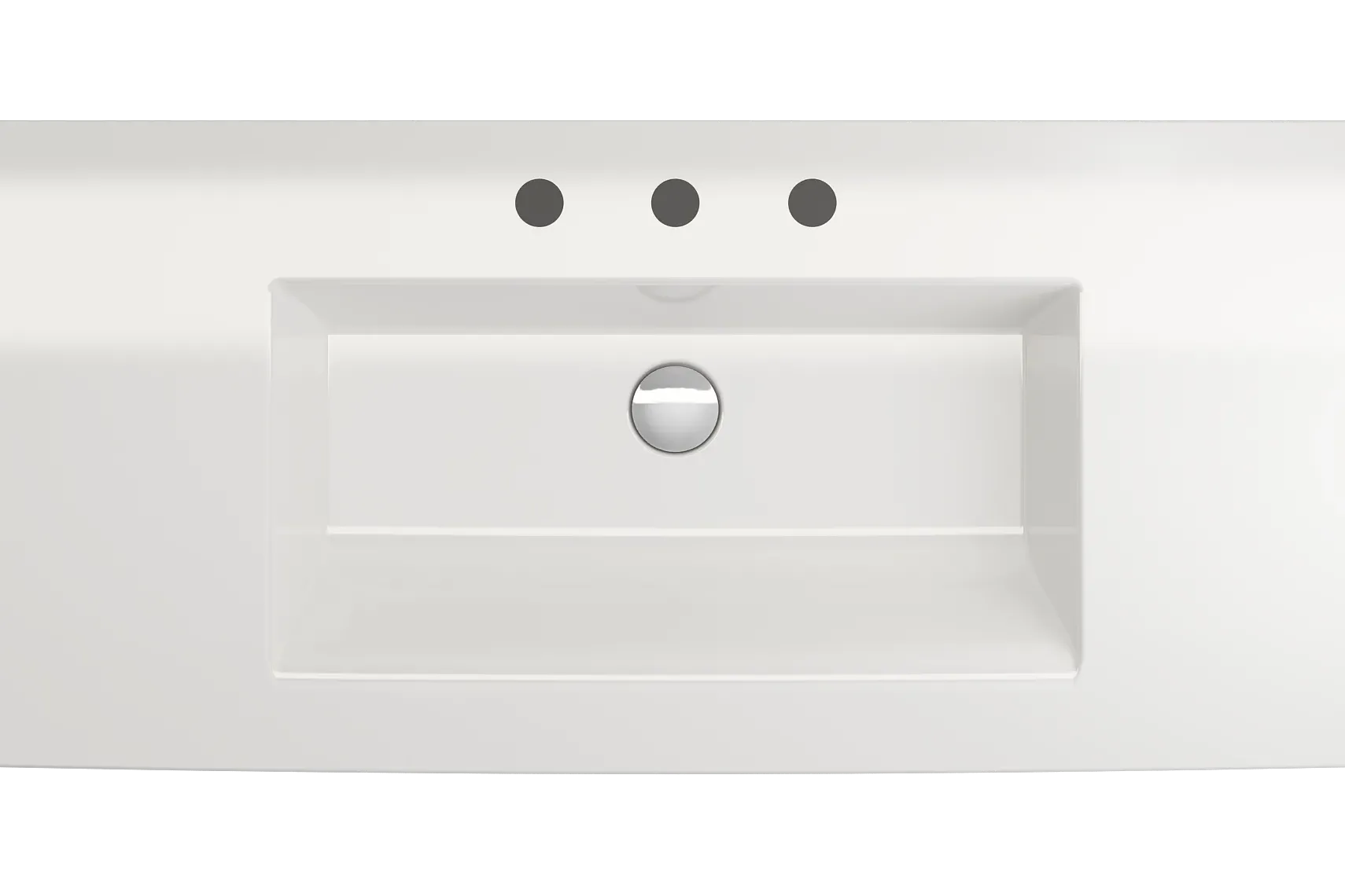 BOCCHI Ravenna 41" Rectangle Wallmount Fireclay Bathroom Sink, White, 3 Faucet Hole, 1105-001-0127