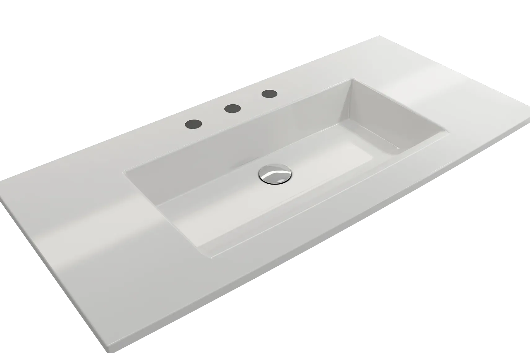 BOCCHI Ravenna 41" Rectangle Wallmount Fireclay Bathroom Sink, White, 3 Faucet Hole, 1105-001-0127