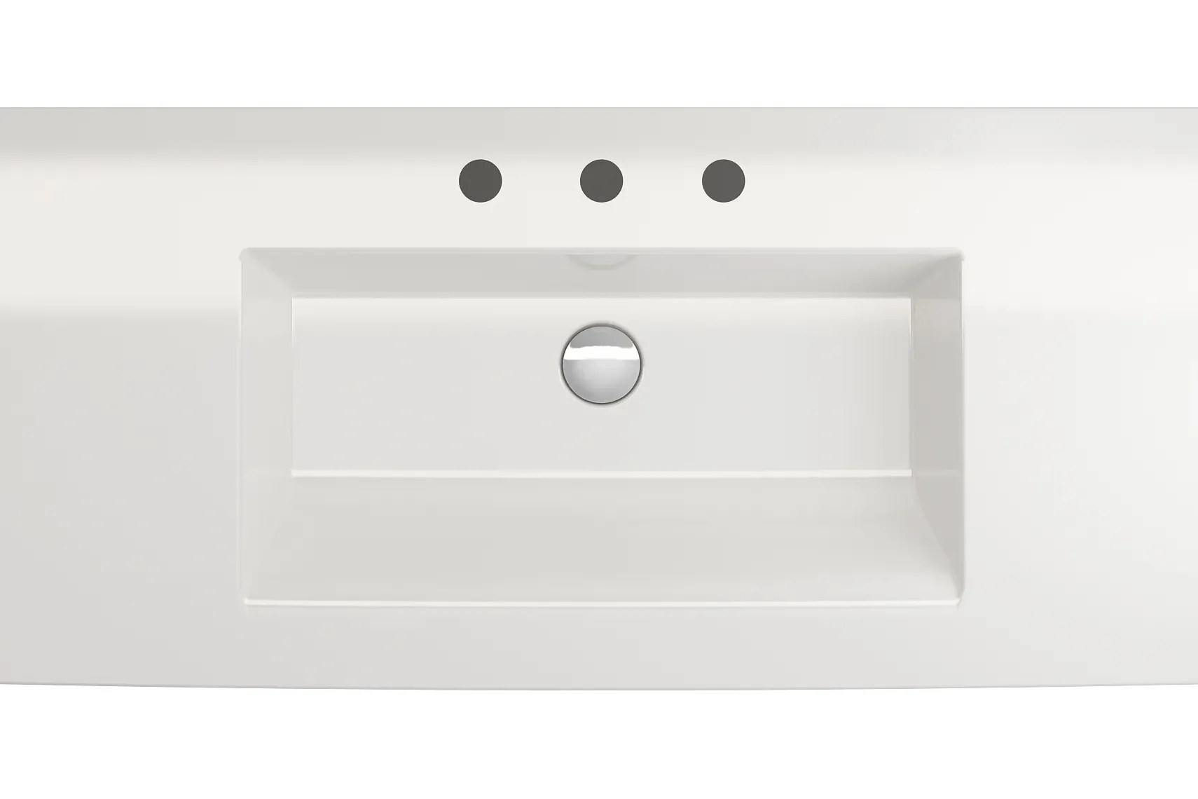 BOCCHI Ravenna 41" Rectangle Wallmount Fireclay Bathroom Sink, White, 3 Faucet Hole, 1105-001-0127