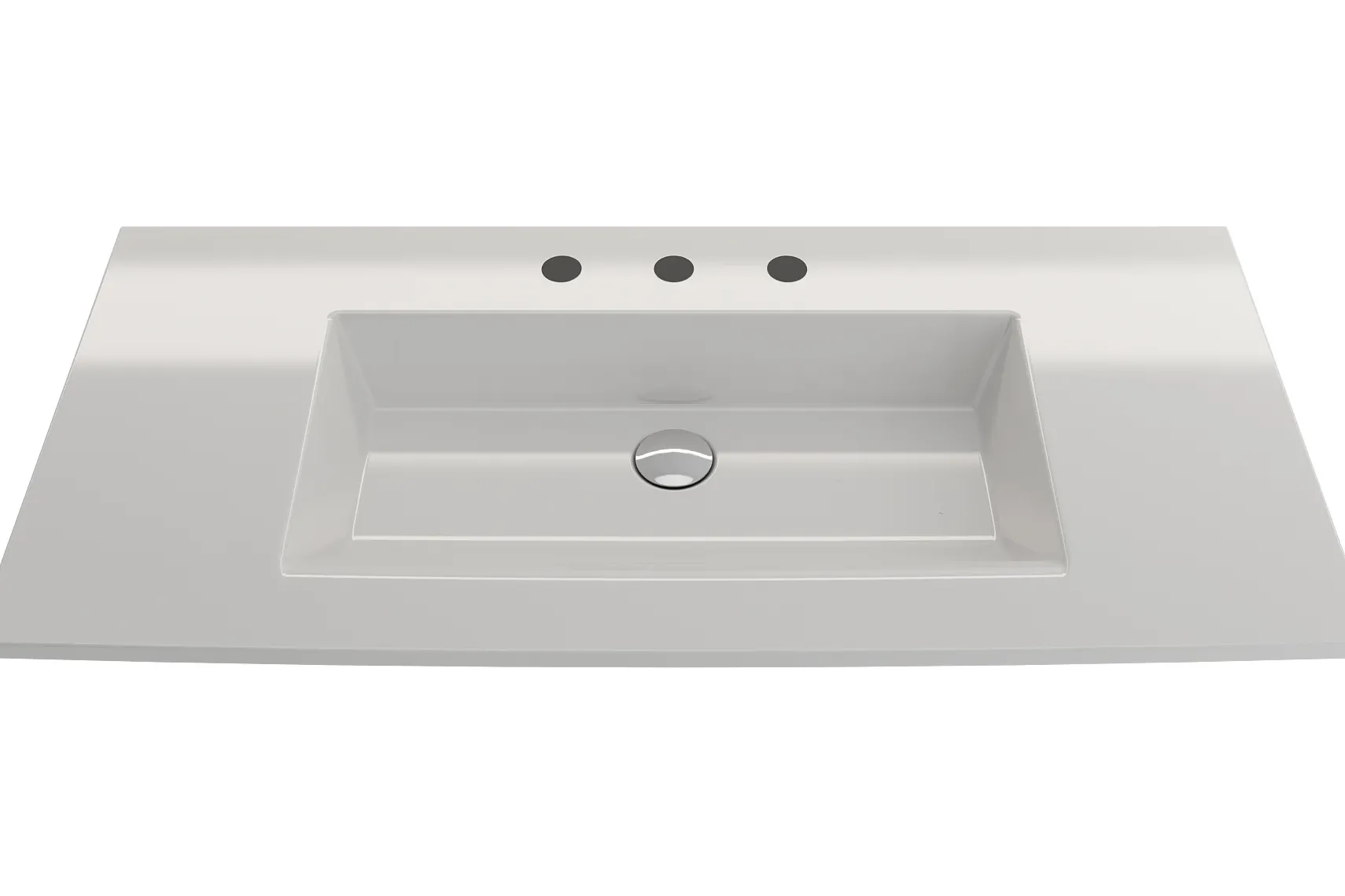 BOCCHI Ravenna 41" Rectangle Wallmount Fireclay Bathroom Sink, White, 3 Faucet Hole, 1105-001-0127