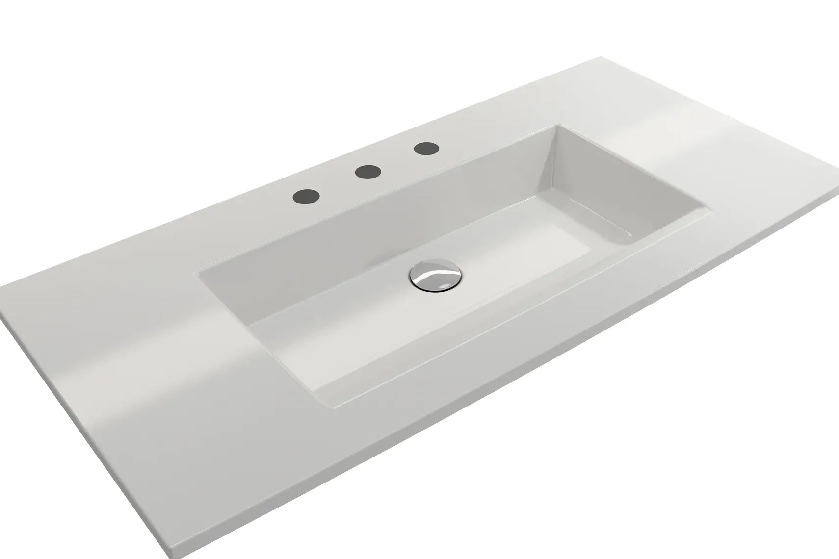 BOCCHI Ravenna 41" Rectangle Wallmount Fireclay Bathroom Sink, White, 3 Faucet Hole, 1105-001-0127