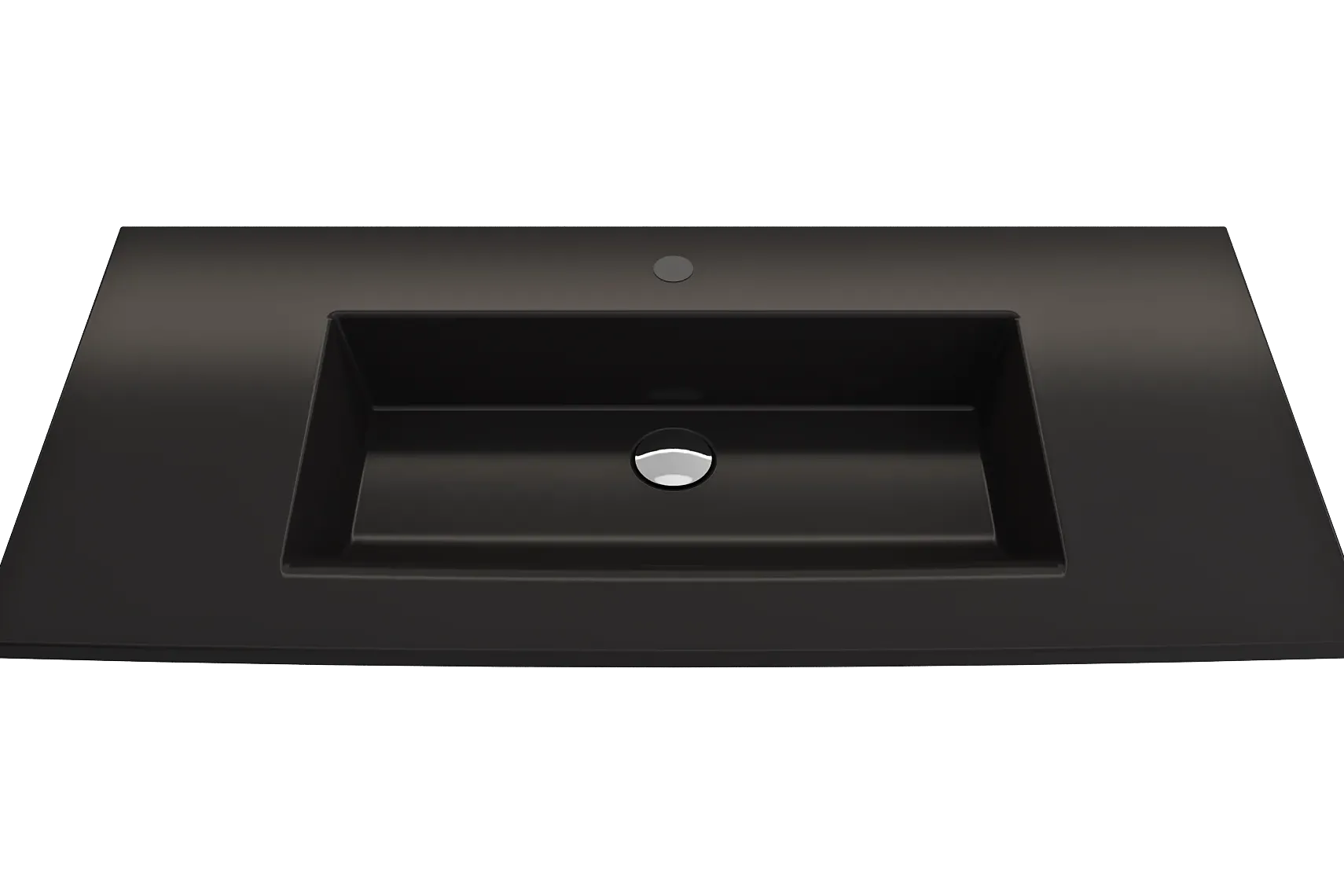 BOCCHI Ravenna 41" Rectangle Wallmount Fireclay Bathroom Sink, Matte Black, Single Faucet Hole, 1105-004-0126