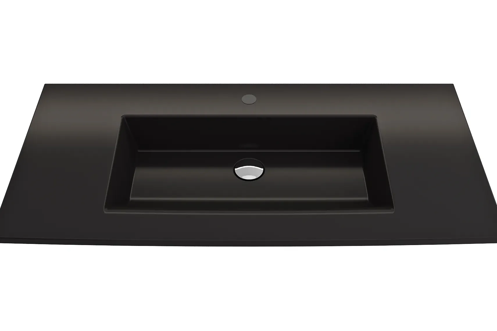 BOCCHI Ravenna 41" Rectangle Wallmount Fireclay Bathroom Sink, Matte Black, Single Faucet Hole, 1105-004-0126